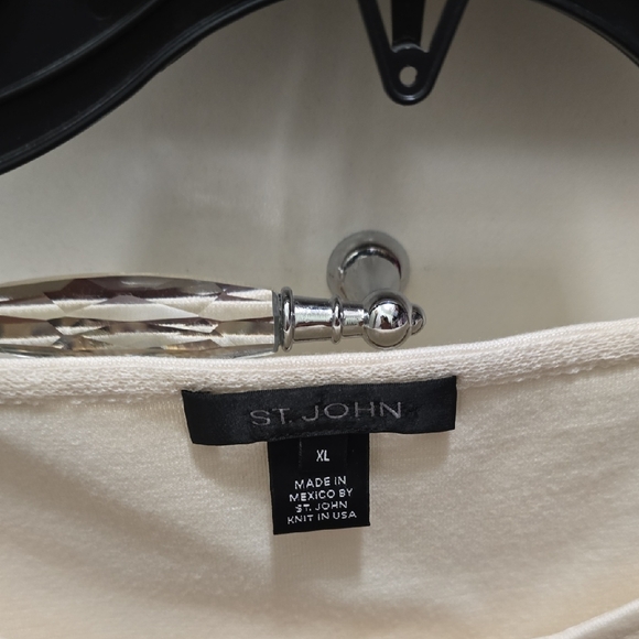 St. John Cream Knit Detail Blouse - Picture 2 of 3